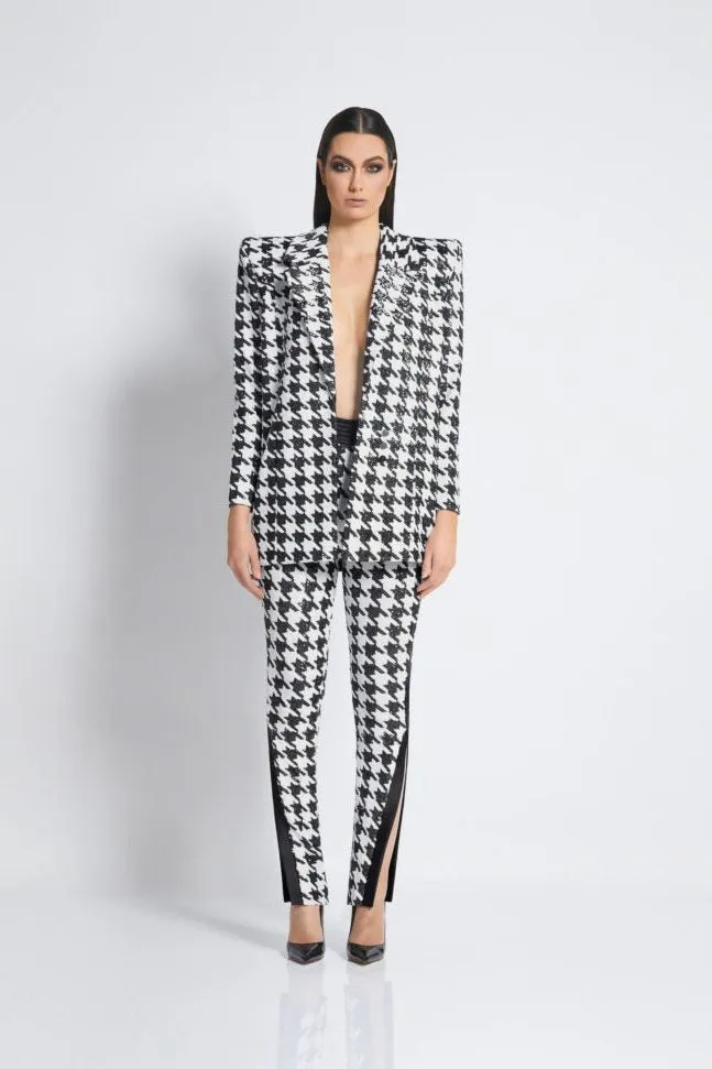 ZHIVAGO Sequin Houndstooth Statement Blazer